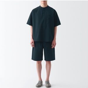 MUJI Men’s Seersucker Half Shorts Charcoal Gray XS